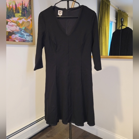 Anne Klein Dresses & Skirts - Anne Klein Basic Black 3/4 Sleeve Midi Dress